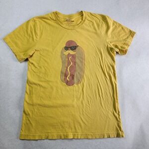 Moustache Hot Dog Mens Funny T Shirt Medium Yellow Graphic Tee